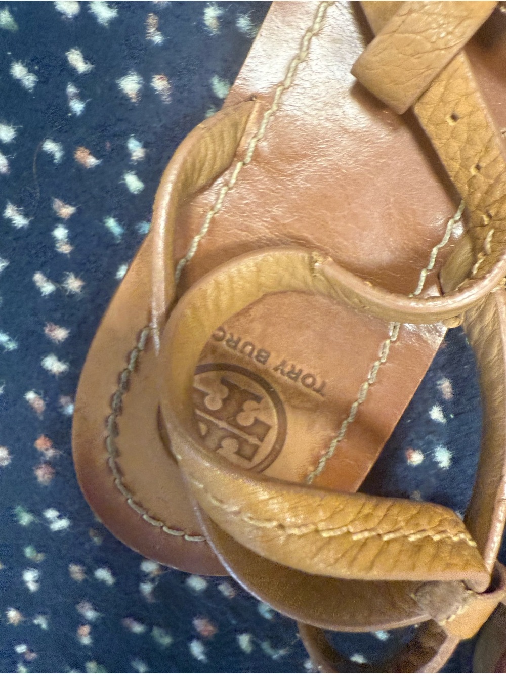 Tory Burch Chandler Flat Brown Leather Sandal Size 9 - Picture 9 of 15